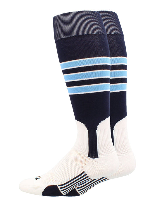 MadSportsStuff socks Navy/Columbia Blue/White / X-Large Striped Baseball Stirrup Socks Dugout Pattern D