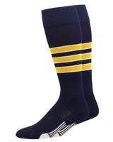 MadSportsStuff socks Navy/Gold/White / X-Large Striped Baseball Socks Over the Calf Dugout Pattern D