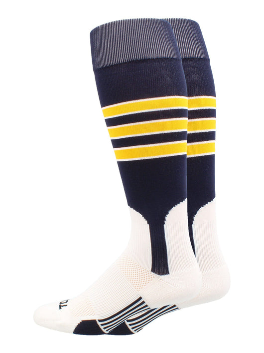 MadSportsStuff socks Navy/Gold/White / X-Large Striped Baseball Stirrup Socks Dugout Pattern D