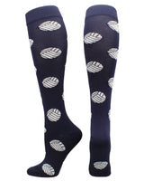 MadSportsStuff socks Navy / Large Volleyball Socks with Volleyball Print Over the Calf
