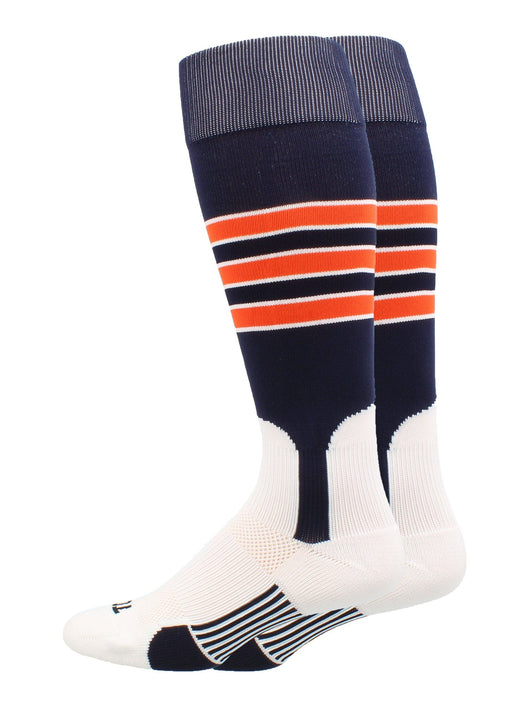 MadSportsStuff socks Navy/Orange/White / X-Large Striped Baseball Stirrup Socks Dugout Pattern D