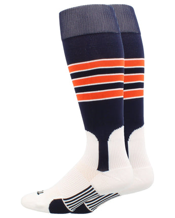 MadSportsStuff socks Navy/Orange/White / X-Large Striped Baseball Stirrup Socks Dugout Pattern D