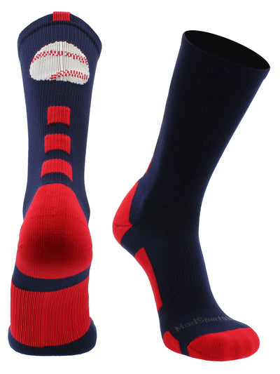 MadSportsStuff socks Navy/Red / Medium Baseball Logo Athletic Crew Socks (multiple colors)
