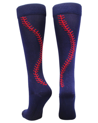 MadSportsStuff socks Navy/Red / Small Softball Socks with Stitches Over the Calf (multiple colors)
