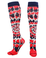 MadSportsStuff socks Navy/Red/White / Large Crazy Tie Dye Socks Over the Calf