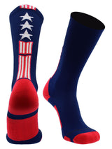 MadSportsStuff socks Navy/Red/White / Large Patriot USA Flag Stars and Stripes Athletic Crew Socks (multiple colors)