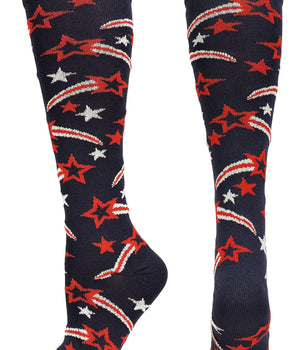 MadSportsStuff socks Navy/Red/White / Large Shooting Star Over the Calf Athletic Socks (multiple colors)