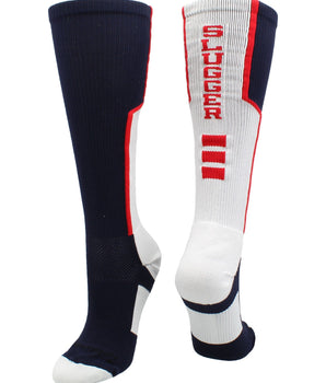 MadSportsStuff socks Navy/Red/White / Large Slugger Over the Calf Baseball Socks