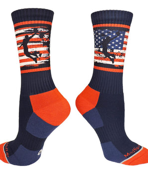 MadSportsStuff socks Navy/Red/White / Large USA Flag Basketball Player Athletic Crew Socks