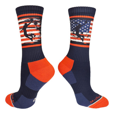 MadSportsStuff socks Navy/Red/White / Large USA Flag Basketball Player Athletic Crew Socks