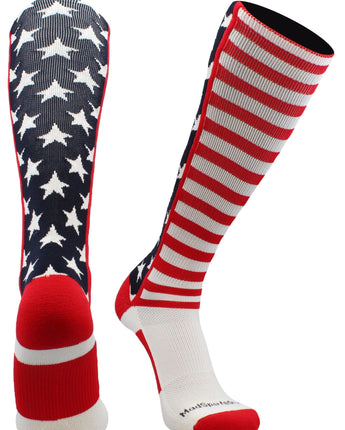 MadSportsStuff socks Navy/Red/White / X-Small American Flag Knee High Socks – OTC Patriotic Athletic Socks