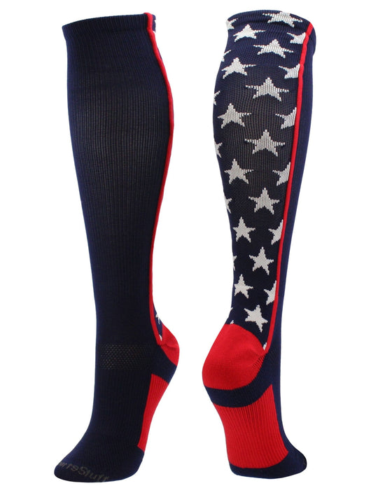 MadSportsStuff socks Navy/Scarlet/White / Large All Stars Socks Over the Calf Socks Softball Soccer