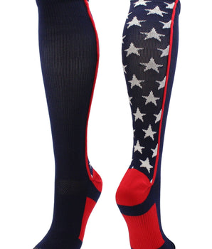 MadSportsStuff socks Navy/Scarlet/White / Large All Stars Socks Over the Calf Socks Softball Soccer