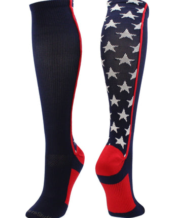 MadSportsStuff socks Navy/Scarlet/White / Large All Stars Socks Over the Calf Socks Softball Soccer