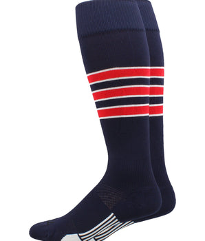 Striped Softball Socks Over the Calf Dugout Pattern D