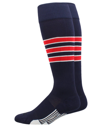 Striped Softball Socks Over the Calf Dugout Pattern D