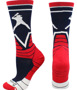MadSportsStuff socks Navy/Scarlet/White / Large Victory Baseball Socks with Player in Crew Length