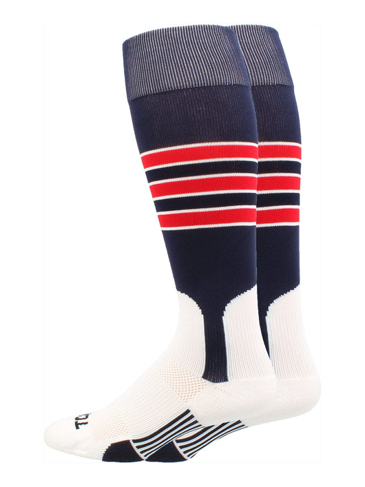 MadSportsStuff socks Navy/Scarlet/White / X-Large Striped Baseball Stirrup Socks Dugout Pattern D