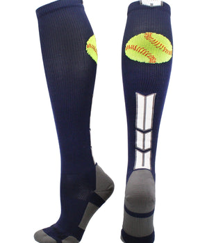 MadSportsStuff socks Navy/White/Graphite / Large Softball Logo Over the Calf Socks (multiple colors)
