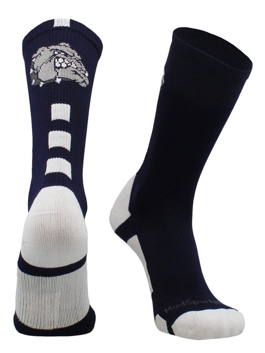 MadSportsStuff socks Navy/White / Large Bulldogs Logo Athletic Crew Socks (multiple colors)