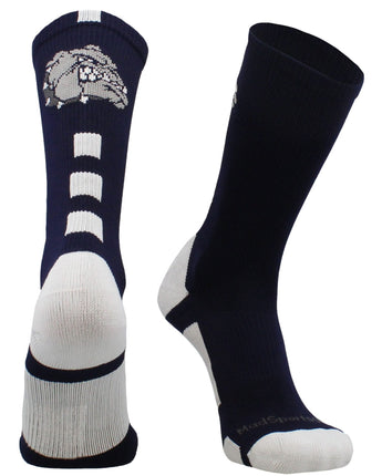 MadSportsStuff socks Navy/White / Large Bulldogs Logo Athletic Crew Socks (multiple colors)