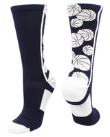 MadSportsStuff socks Navy/White / Large Crazy Basketball Logo Crew Socks (multiple colors)