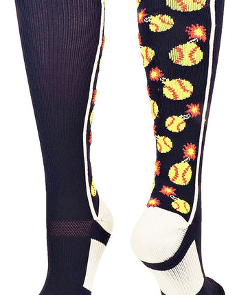 MadSportsStuff socks Navy/White / Large Softball Bomber Over the Calf Socks (multiple colors)