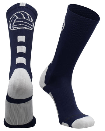 MadSportsStuff socks Navy/White / Large Volleyball Logo Crew Socks (multiple colors)