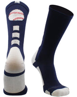 MadSportsStuff socks Navy/White / Small Baseball Logo Athletic Crew Socks (multiple colors)