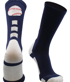MadSportsStuff socks Navy/White / Small Baseball Logo Athletic Crew Socks (multiple colors)