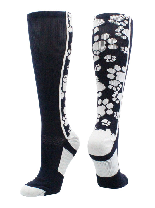 MadSportsStuff socks Navy/White / Small Crazy Socks with Paws Over the Calf (multiple colors)