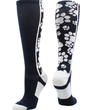 MadSportsStuff socks Navy/White / Small Crazy Socks with Paws Over the Calf (multiple colors)