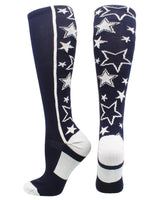 MadSportsStuff socks Navy/White / Small Crazy Socks with Stars Over the Calf Socks (multiple colors)