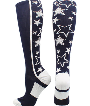MadSportsStuff socks Navy/White / Small Crazy Socks with Stars Over the Calf Socks (multiple colors)