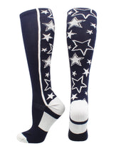 MadSportsStuff socks Navy/White / Small Crazy Socks with Stars Over the Calf Socks (multiple colors)
