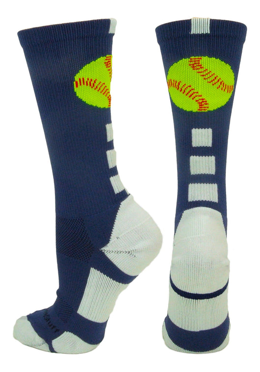 MadSportsStuff socks Navy/White / Small Softball Logo Athletic Crew Socks (multiple colors)