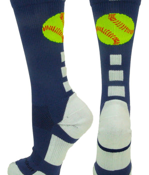 MadSportsStuff socks Navy/White / Small Softball Logo Athletic Crew Socks (multiple colors)