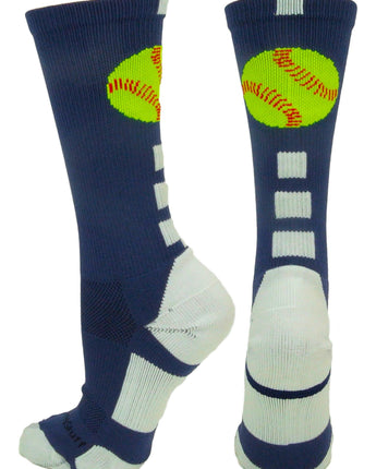 MadSportsStuff socks Navy/White / Small Softball Logo Athletic Crew Socks (multiple colors)