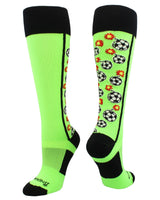 MadSportsStuff socks Neon Green/Black / Large Bomber Soccer Socks Over the Calf length (multiple colors)