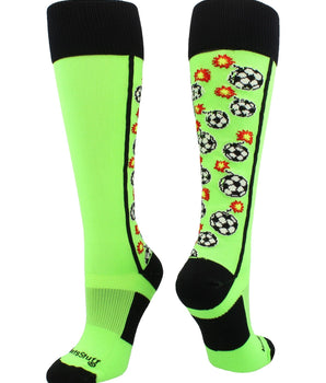 MadSportsStuff socks Neon Green/Black / Large Bomber Soccer Socks Over the Calf length (multiple colors)