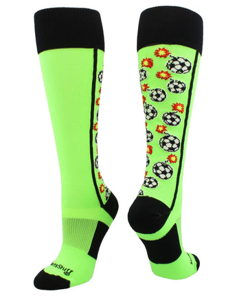 MadSportsStuff socks Neon Green/Black / Large Bomber Soccer Socks Over the Calf length (multiple colors)