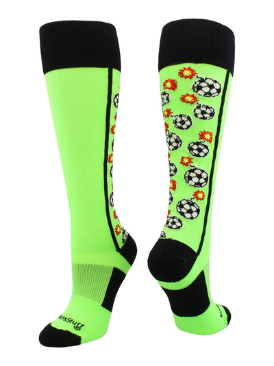 MadSportsStuff socks Neon Green/Black / Large Bomber Soccer Socks Over the Calf length (multiple colors)