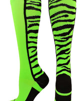MadSportsStuff socks Neon Green/Black / Large Crazy Socks with Safari Tiger Stripes Over the Calf Socks (multiple colors)