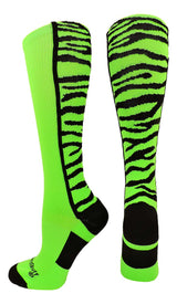 MadSportsStuff socks Neon Green/Black / Large Crazy Socks with Safari Tiger Stripes Over the Calf Socks (multiple colors)