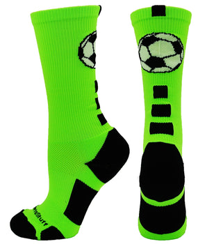MadSportsStuff socks Neon Green/Black / Small Soccer Ball Athletic Crew Socks (multiple colors)