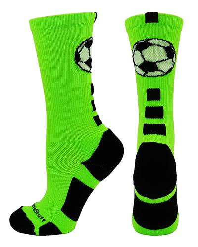 MadSportsStuff socks Neon Green/Black / Small Soccer Ball Athletic Crew Socks (multiple colors)
