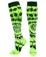 MadSportsStuff socks Neon Green/Black/White / X-Small Crazy Tie Dye Socks Over the Calf