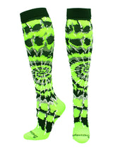 MadSportsStuff socks Neon Green/Black/White / X-Small Crazy Tie Dye Socks Over the Calf