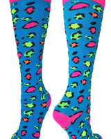 MadSportsStuff socks Neon Leopard / Large Exotic Leopard Over The Calf Athletic Socks