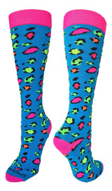 MadSportsStuff socks Neon Leopard / Large Exotic Leopard Over The Calf Athletic Socks
